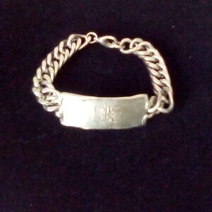 Vintage 1990's Donna Karan DKNY ID Braclet Silver Tone Lobster Claw Clasp 7 1/2"
